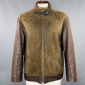 ZEGNA SPORT Size XXL Brown Suede Leather Shearling Jacket